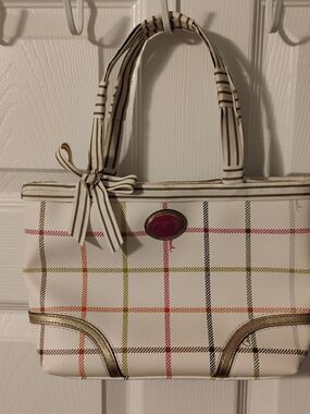 Coach Tote in White with Multicolor Accents